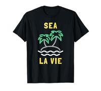 Sea La Vie - Minimalista Playa Océano Juego de Palabras Palmera Camiseta