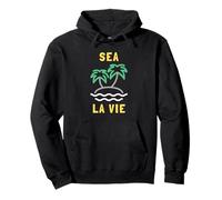 Sea La Vie - Minimalista Playa Océano Juego de Palabras Palmera Sudadera con Capucha