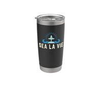 Sea La Vie Surfer Girl - Ocean Beach Pun Estilo de vida costero Vaso térmico de acero inoxidable de doble pared