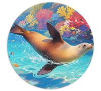 Sea León Rompecabezas Circular 1000 Piezas Vida Silvestre Colorido Exclusivo De Amazon para Adultos Y Niños 1000pcs (67.5x67.5cm)