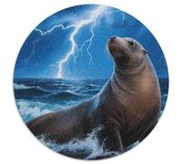 Sea León Rompecabezas Circular 1000 Piezas Vida Silvestre Desafío Duro Imposible Idea De Regalo para Ella O Él para Adultos Y Niños 1000pcs (67.5x67.5cm)