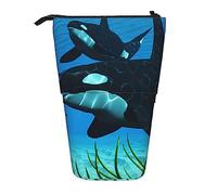 Sea Life - Estuche telescópico para lápices, bolsa de maquillaje, organizador para oficina, Ballenas asesinas nadan a lo largo, Talla única, Organizador de bolsas