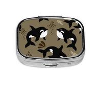 Sea Life Whale Funny Big Fish Animal, pastillero con 2 compartimentos, organizador portátil