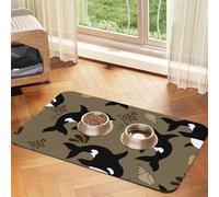 Sea Life Whale Funny Big Fish Animal,Waterproof Pet Feeding Mat,PU Leather Placemats for Cat Dog Water Bowl,Food Mats,40x60cm