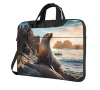 Sea Lion on the rocks - Bolso bandolera multifuncional para ordenador portátil, 14.96 pulgadas de largo, maletín de hombro