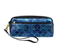 Sea-Maid - Estuche para lápices con patrón de escamas de sirena, bolsa de piel sintética con cremallera para niños y niñas, suministros escolares y de oficina