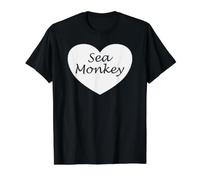 Sea Monkey Heart Apparel - Diseño único para Amantes de los Monos Camiseta gráfica económica, Hombre, Negro, M