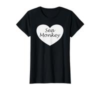 Sea Monkey Heart Apparel - Diseño único para Amantes de los Monos Camiseta gráfica económica, Mujer, Negro, S