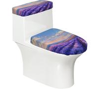 Sea of Flowers - Juego de 2 fundas para tapa de inodoro y tapa de tanque de inodoro, diseño elástico de impresión completa, se adapta a la mayoría de inodoros