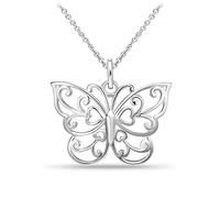 Sea of Ice Collar de mariposa de plata, cadena de mariposa de plata de ley de 45,72 cm, elegante collar con colgante de filigrana para mujer, collares respetuosos con la piel, estéticos, ideales para