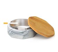 SEA or STAR Cenicero a Prueba de Viento Cenicero con Tapa Inoxidable para el Jardín Interior al Aire Libre, Plata, Cocina, Sala (Negro)