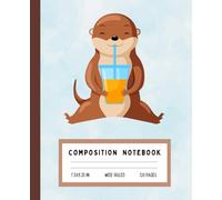 Sea Otter Composition Notebook: Kawaii Otter with Shell on Soft Aqua Background | Wide Ruled | 7.5" x 9.25" | 120 Pages for Ocean Animal Lovers