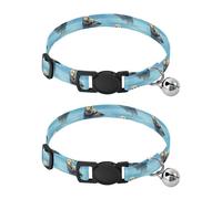 Sea Otters - Collar decorativo para mascotas con campana, paquete de 2 collares ajustables para gatos de 10.6 a 17.1 pulgadas