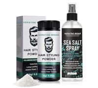 Sea Salt Spray, 120ml Spray Sal Marina Pelo Hombre+10g Polvos Volumen Pelo Hombre, Polvo Texturizador, Mejora el Brillo y el Volumen Para Todo Tipo de Cabello, Crea un Look Natural
