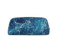 Sea Seen from The Top - Estuche de piel con impresión de gran capacidad, para bolígrafos escolares, para niños y niñas, Silver, Talla única, Neceser de maquillaje