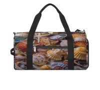 Sea Shell Treasures - Bolsa de gimnasio ligera, bolsa de viaje con compartimento para zapatos, bolsa de gimnasio para mujer, para pasar la noche, fin de semana, yoga, gimnasio, viajes de negocios