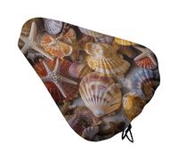 Sea Shell Treasures - Funda de asiento de bicicleta, poliéster, cojín lavable para asiento de bicicleta, hebilla de resorte y cierre de cordón permiten ajustar el tamaño. Funda de sillín para mayor
