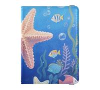 Sea Stars Underwater Scene - Cartera de piel para pasaporte y tarjeta de vacunación, con ranura para tarjeta de vacunación, funda para pasaporte con bloqueo RFID, para hombres y mujeres, impermeable