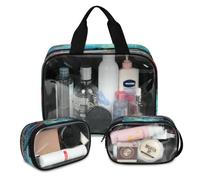 Sea Submarine World Oceans - Bolsa de maquillaje de viaje para mujeres y hombres, bolsas de cosméticos translúcidas, 3 piezas, bolsa grande para ducha, organizador de artículos de tocador, color, L,