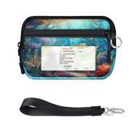 Sea Submarine World Oceans - Mini funda para tarjetas con cremallera para mujeres y hombres, con ventana de identificación, cartera portátil, ligera, pequeña, con cremallera, organizador de tarjetas