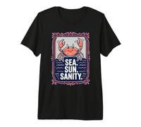 Sea. Sun. Sanity. Happy Crab Beach Ocean Camiseta Premium