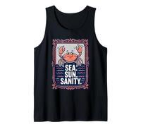 Sea. Sun. Sanity. Happy Crab Beach Ocean Camiseta sin Mangas