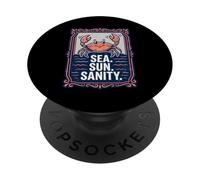 Sea. Sun. Sanity. Happy Crab Beach Ocean PopSockets PopGrip Adhesivo