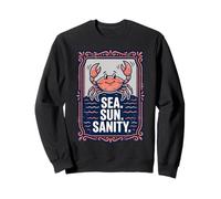Sea. Sun. Sanity. Happy Crab Beach Ocean Sudadera