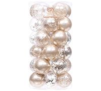 Sea Team 60mm/2.36" Adornos Variados Transparentes Bolas de Navidad,Decoraciones Ornamentales Resistente.para Colgar en el árbol de Navidad,Paquete de Regalar Portátil Set de Navidad(30pcs)