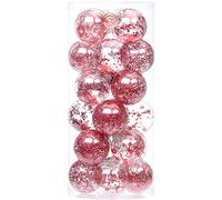 Sea Team 70mm/2.76" Adornos Variados Transparentes Bolas de Navidad,Decoraciones Ornamentales Resistente.para Colgar en el árbol de Navidad,Paquete de Regalar Portátil Set de Navidad(24pcs)