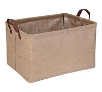 Sea Team Cesta de almacenamiento cuadrada de arpillera con soporte de marco interior, organizador estructurado 42 x 30 x 25 cm, para estantes, armarios, decoración del hogar