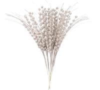 Sea Team Paquete de 24 ramas decorativas para árbol de Navidad, ramitas de cuentas esponjosas con purpurina, adornos para árboles, rellenos de jarrones, tallos, púas para árbol de Navidad, corona,