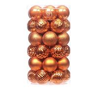 Sea Team Paquete de 41 adornos de bolas de Navidad con cuerdas, bolas de tamaño mediano de 60 mm, bombillas navideñas de plástico inastillables, fiesta, naranja