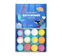Sea Theme Bath Balls, Aquatic Relaxation Globes, 2.5 Inch Bubble Shower Spheres with Surprise Toy, Moisturizing Self Care Kit, Refreshing Spa Bombs with Scent, Home Decor for Bathroom Hotel