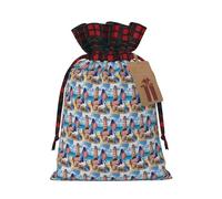 Sea To Shining Sea - Bolsa de Navidad con estampado patriótico a cuadros a juego con etiqueta de papel kraft de 4.7 x 6.9 pulgadas para Halloween