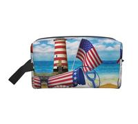 Sea to Shining Sea - Neceser de viaje con estampado patriótico, bolsa de maquillaje colgante de gran capacidad, organizador versátil para mujeres y hombres