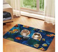 Sea Tropical Fish,Waterproof Pet Feeding Mat,PU Leather Placemats for Cat Dog Water Bowl,Food Mats,40x60cm
