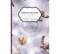 Sea Turtle Composition Notebook: Wide Ruled 5x7 inch 120 Pages - Watercolor Purple Cover with Gothic Spider Web Design & Torn Page Effect Journal