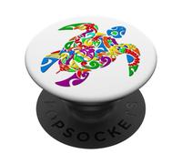 Sea Turtle Decor Ocean Life Creatures Beach Colorful White PopSockets PopGrip Adhesivo