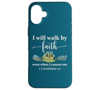 Sea Turtle I Will Walk by Faith Not Sight When I Cannot See Carcasa para iPhone 16 Plus