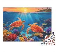 Sea Turtle Jigsaw Puzzle 1000 Piezas Recycled Papel Coral Reef Jigsaw Puzzles Educativo Juego Challenge Divertido Familiar Juego para Adultos y Age 10 70x50cm/1000pcs
