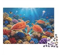 Sea Turtle Jigsaw Puzzles 1000 Piece Recycled Paper Coral Reef Puzzle para Niño y Niña a Partir de 6 años Juego Educativo Challenge Fun Family Game 52x38cm/1000pcs