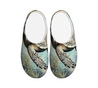 Sea Turtle Map - Pantuflas de franela para hombre, antideslizantes, cálidas, para invierno, para interiores y exteriores, multicolor, X-Small