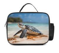 Sea Turtle on The Beach Insulated Lunch Bag for Women/Men Reusable Lunch Box for Office Work Picnic Beach - Leakproof Cooler Fashion Tote Bag With Handle Freezable Lunchbox