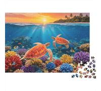 Sea Turtle Puzzle para Adultos 1000 Piezas Recyclable Paper Coral Reef Puzzle Juego Educativo Challenge Ideal for Family and Friends Gifts 38x26cm/1000pcs