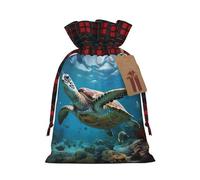 Sea Turtles - 1 bolsa de Navidad con cordón de 4.7 x 6.9 pulgadas, bolsa robusta para regalos y artículos esenciales de uso diario