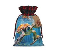 Sea Turtles - 1 bolsa de Navidad con cordón de 4.7 x 6.9 pulgadas, bolsa robusta para regalos y artículos esenciales de uso diario