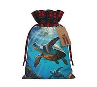 Sea Turtles - 1 bolsa de Navidad con cordón de 4.7 x 6.9 pulgadas, bolsa robusta para regalos y artículos esenciales de uso diario