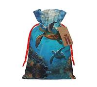 Sea Turtles - 1 bolsa de Navidad con cordón de 4.7 x 6.9 pulgadas, bolsa robusta para regalos y artículos esenciales de uso diario