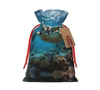 Sea Turtles - 1 bolsa de Navidad con cordón de 4.7 x 6.9 pulgadas, bolsa robusta para regalos y artículos esenciales de uso diario